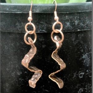Handmade Copper Rustic Earrings Small Drop Artisan